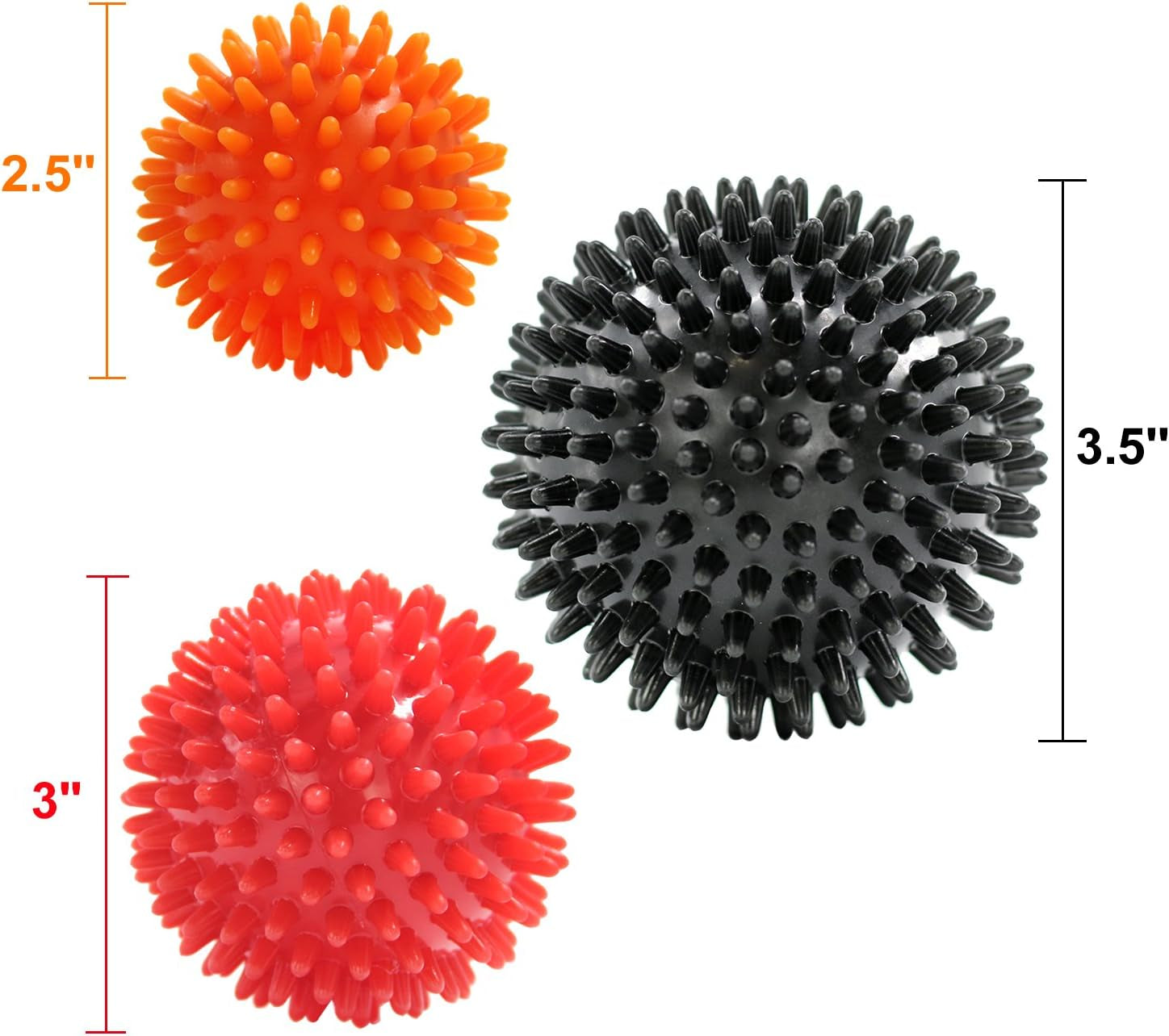 Spiky Massage Balls – 3-Pack (6cm, 7cm, 9cm)