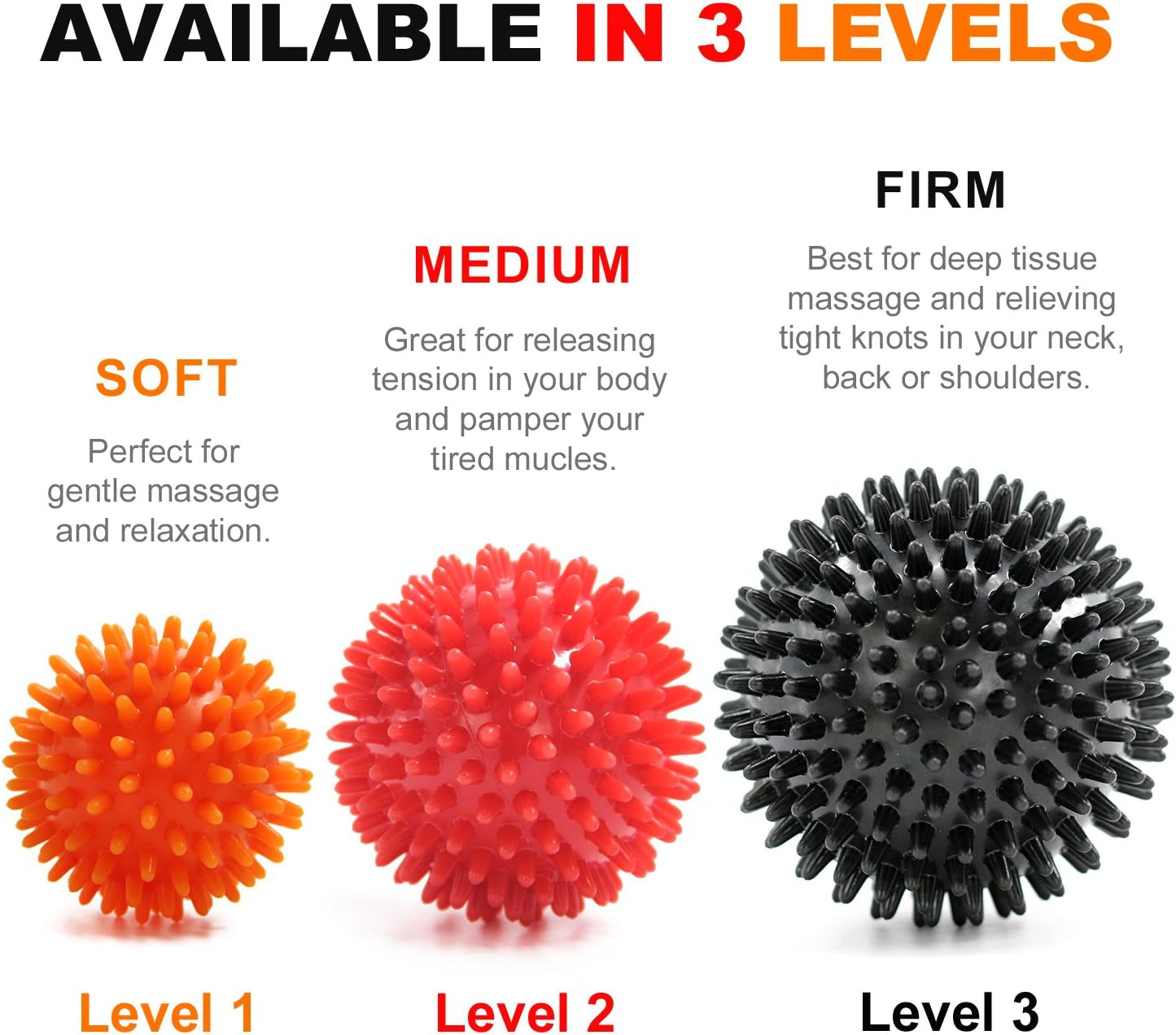 Spiky Massage Balls – 3-Pack (6cm, 7cm, 9cm)